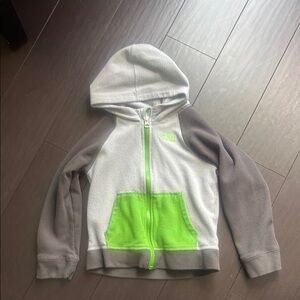 The North Face Gray and Green Color-Block Hoodie